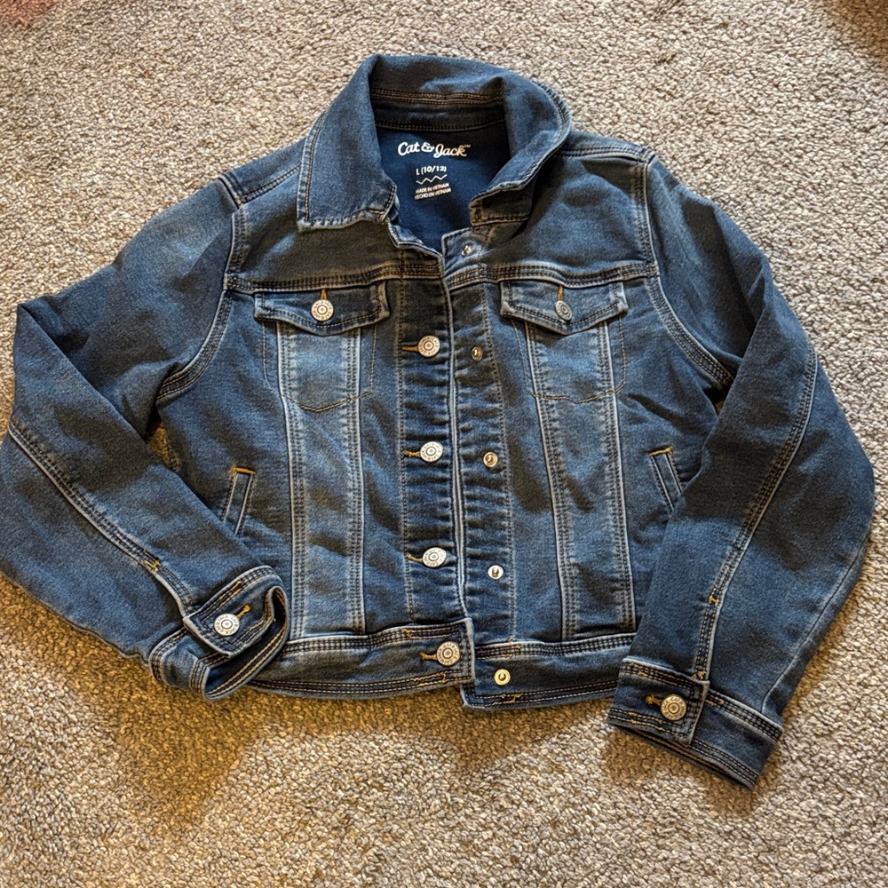 Cat & Jack Kids Dark Blue Denim Jacket 10/12